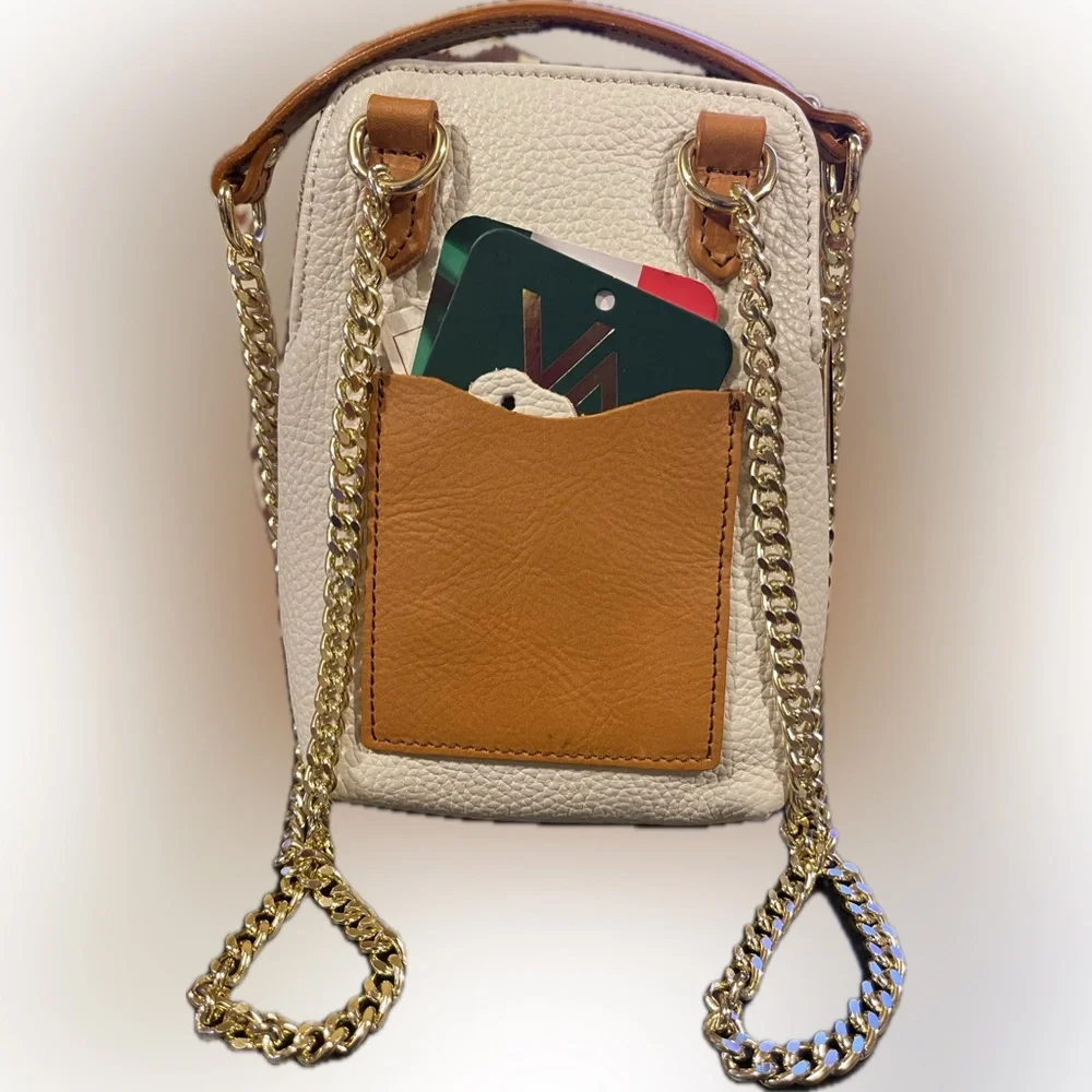 VALENTINA SMALL CROSSBODY W/GOLD CHAIN CHALK NWT - Picture 2 of 2